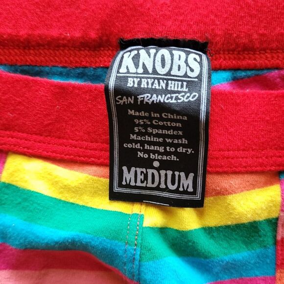 Knobs Pride Rainbow Mens Medium Stripe Boxer With Pockets - Picture 4 of 7